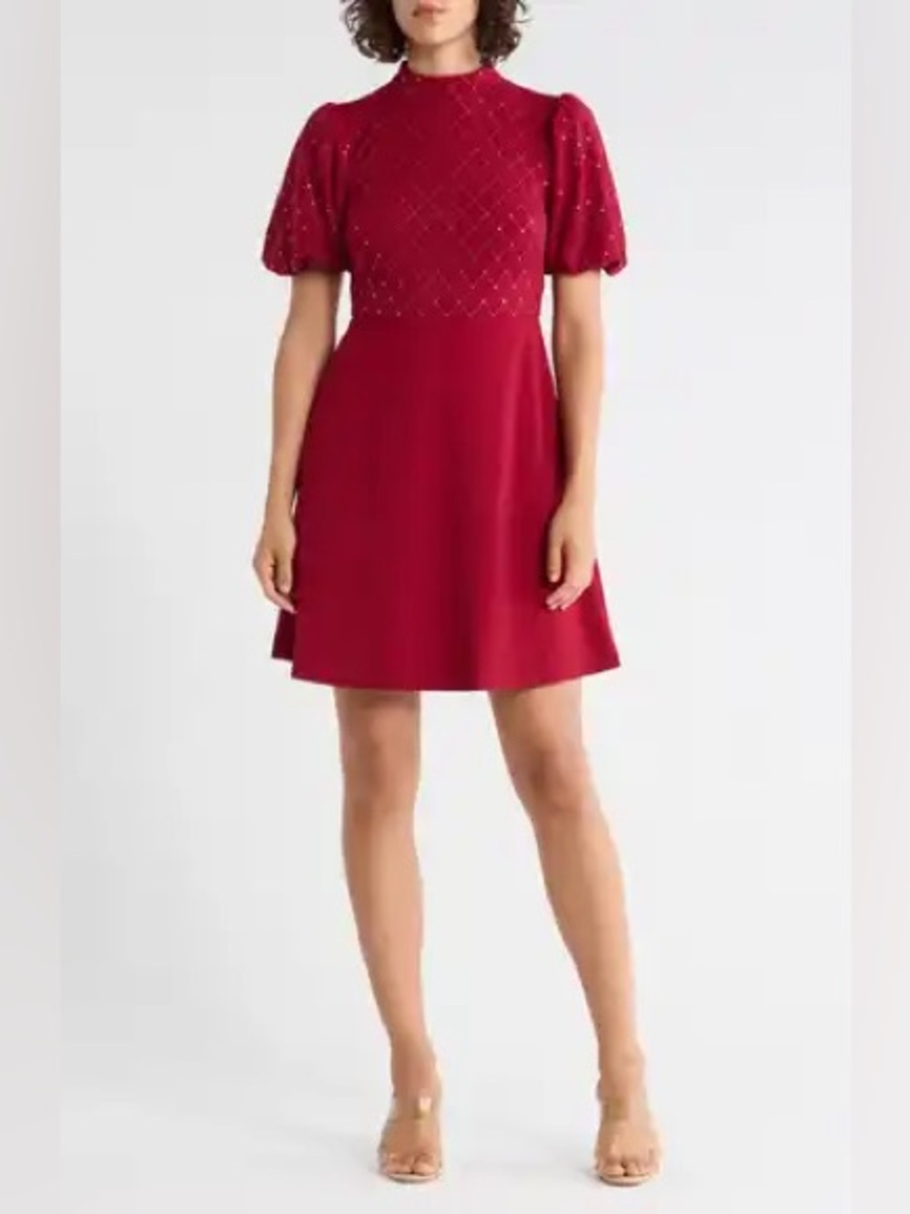 NEW Eliza J Red Puff-Sleeve Mini Dress 8
